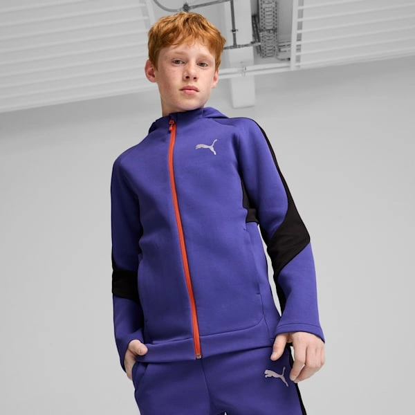 Hoodie EVOSTRIPE Mhór Leanaí | Puma | Éadaí spóirt ar fheabhas, compordach agus saor!